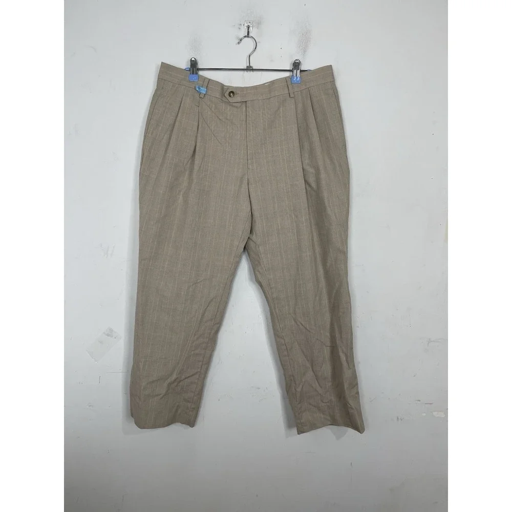 Jos A Bank Men Suit 42 Beige Plaid‎ Wedding Wool Blend Blazer 2 pc Pants 34x28